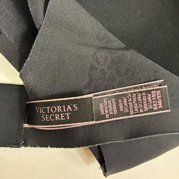 VTG Y2K Victoria’s Secret Padded No Wire Bra Black Satin 34D Minimalist - Picture 6 of 7